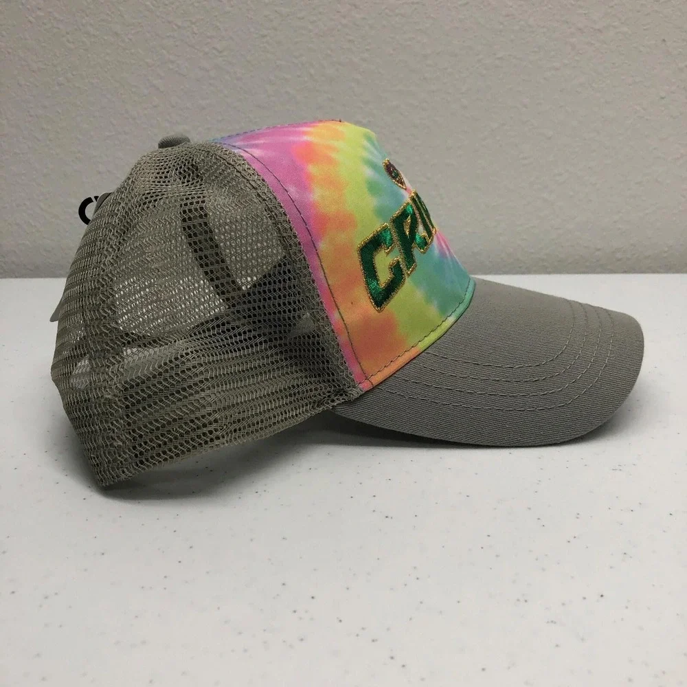 Colortone Crippy Hat Cap Snap Back Mens One Size Tie Dye Rainbow Mesh Trucker